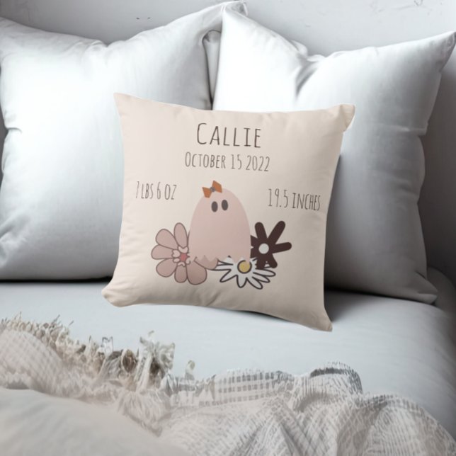 Coussin Statistiques de naissance de bébé automne (Créateur téléchargé)