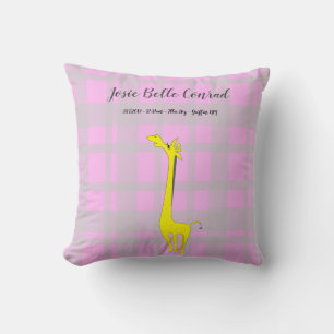 Coussin Statistiques de naissance de bébé girafe