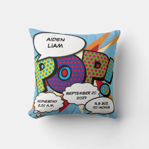 Coussin Statistiques de naissance de bébé Livre de bande d