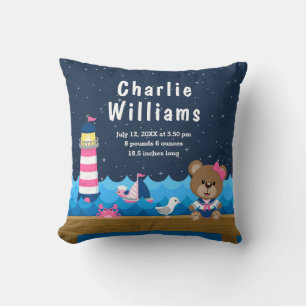 Coussin Statistiques de naissance de la Marine rose de l'o