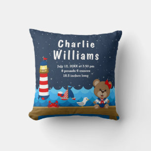 Coussin Statistiques de naissance de la Marine rouge de la