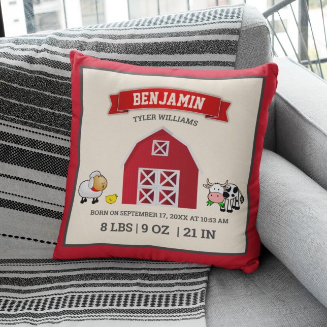 Coussin Statistiques de naissance des bébés Animaux de la  (Créateur téléchargé)