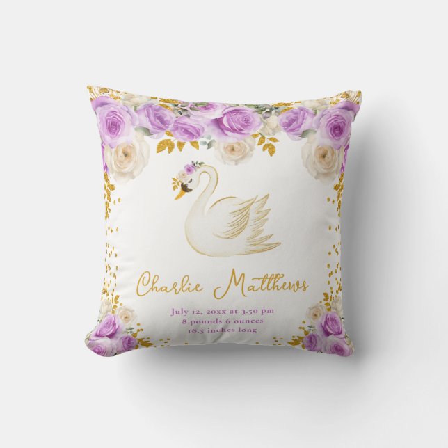 Coussin Statistiques de naissance des Roses Pourpres et Do (Recto)