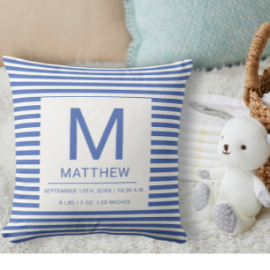 Coussin Statistiques de naissance nautique Nouveau-né Baby