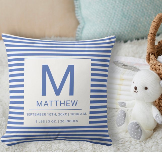 Coussin Statistiques de naissance nautique Nouveau-né Baby (Créateur téléchargé)