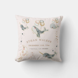 Coussin statistiques magiques de naissance des baleines