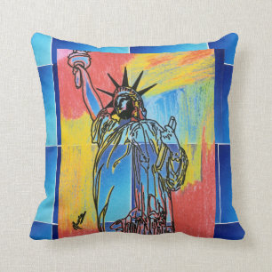 Coussin statue Abstraite moderne de l'aquarelle de liberté