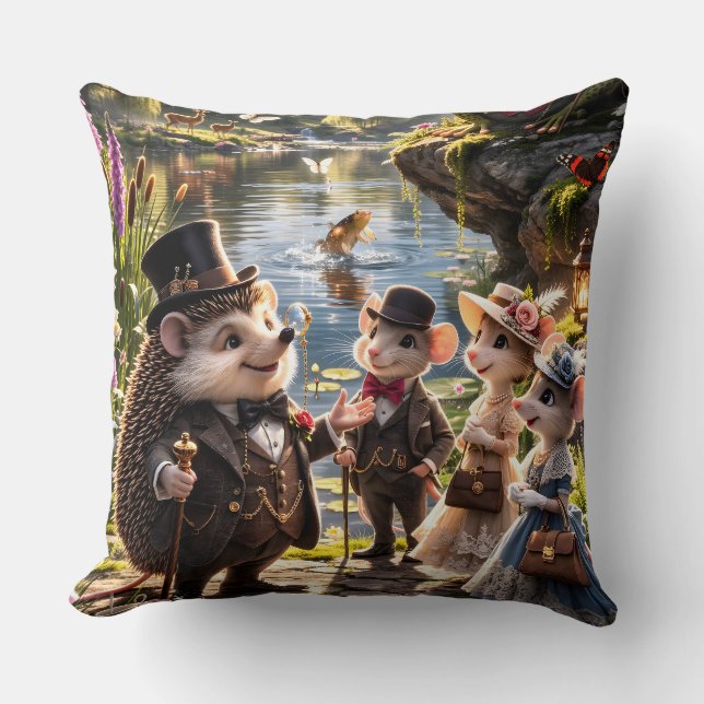 Coussin Statue de jardin secret d'animaux de la forêt vict (Recto)