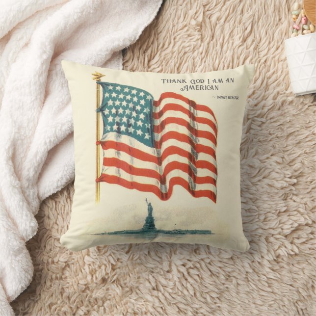 Coussin Statue de la Liberté drapeau américain Carte vierg (Couverture)
