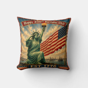 Coussin Statue de la Liberté États-Unis 250 Ans 4 juillet 