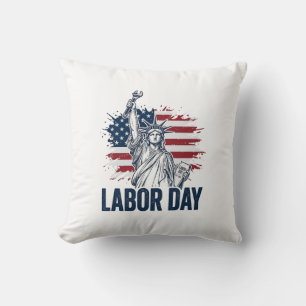 Coussin Statue de la Liberté Fête du Travail Design Patrio