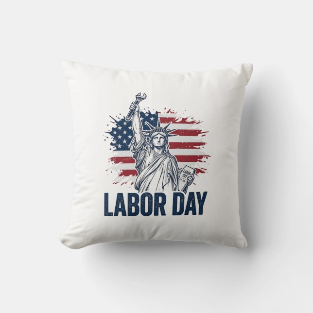 Coussin Statue de la Liberté Fête du Travail Design Patrio (Recto)