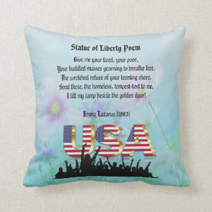 Coussin Statue de poème de liberté, une nation des