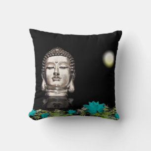 Coussin Statue de tête Bouddha Argent