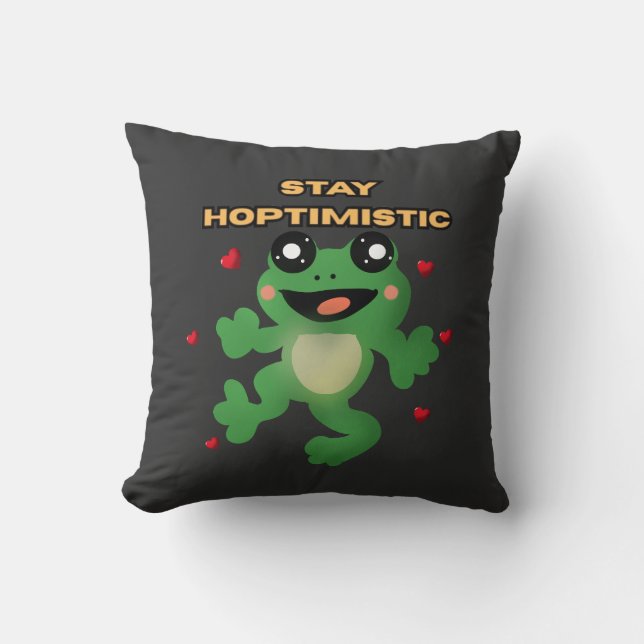 Coussin Stay Hoptimistic Cute Frog Pun Funny Frog Lover Gi (Recto)