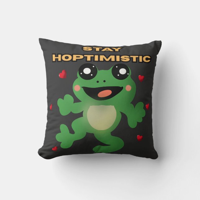Coussin Stay Hoptimistic Cute Frog Pun Funny Frog Lover Gi (Recto)