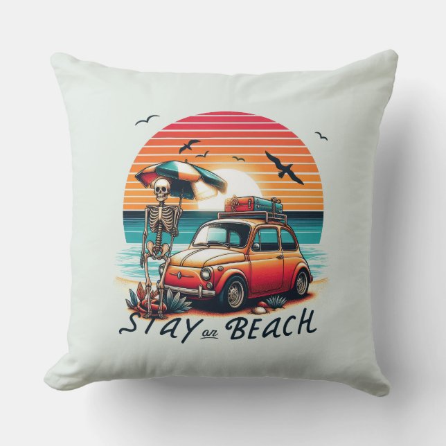 Coussin Stay On Beach - Retro Vibes - Skeleton (Recto)