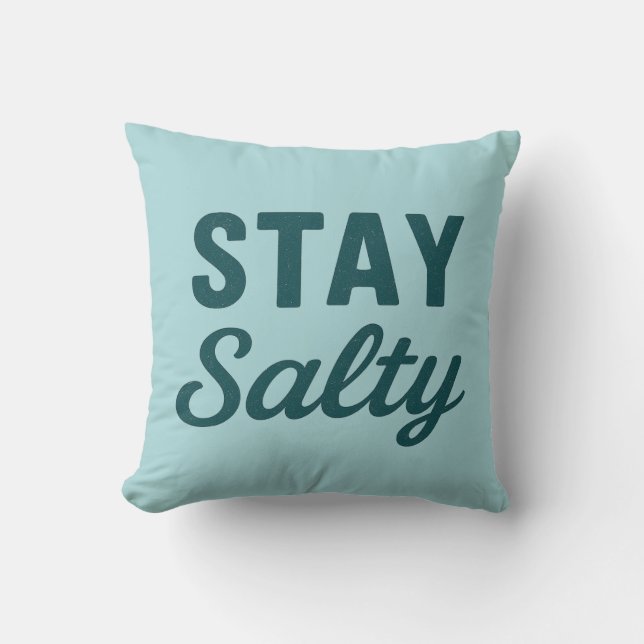 Coussin Stay Salty | Reversible Teal Sea Glass Beach House (Recto)