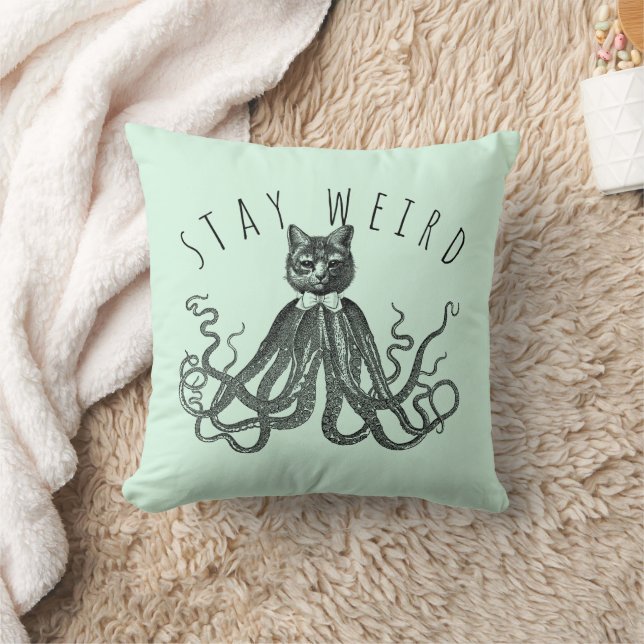 Coussin Stay Weird Catopus Cat and Octopus Mashup (Couverture)