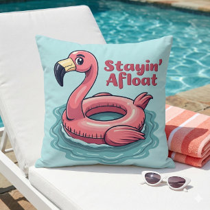 Coussin Stayin’ En Mer Funny Flamant rose Pool Flottant Re