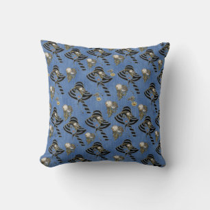 Coussin Steampunk avec Dames Casquettes sur Blue Denim
