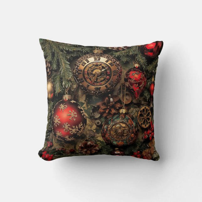 Coussin Steampunk Christmas Throw Pillow (Recto)