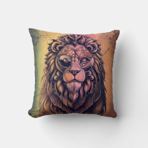 Coussin Steampunk Couleur Gradient Lion Rustique