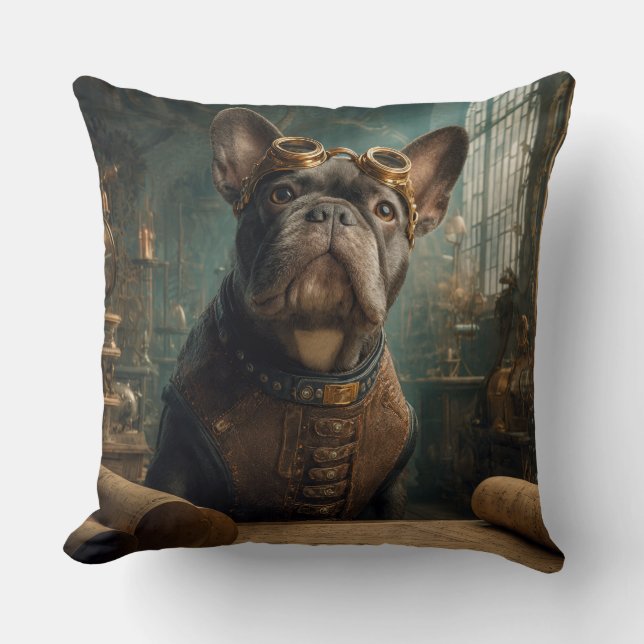 Coussin Steampunk Frenchie (Edition 2) - 20" x 20"  (Recto)