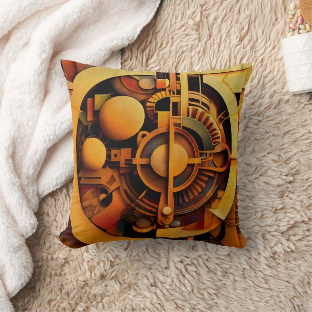 Coussin Steampunk Golden Mechanism Abstract (Couverture)