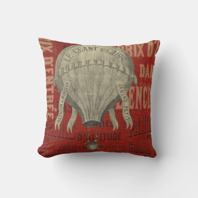 Coussin Steampunk Hot Air Ballon Ride Polices graphiques (Recto)