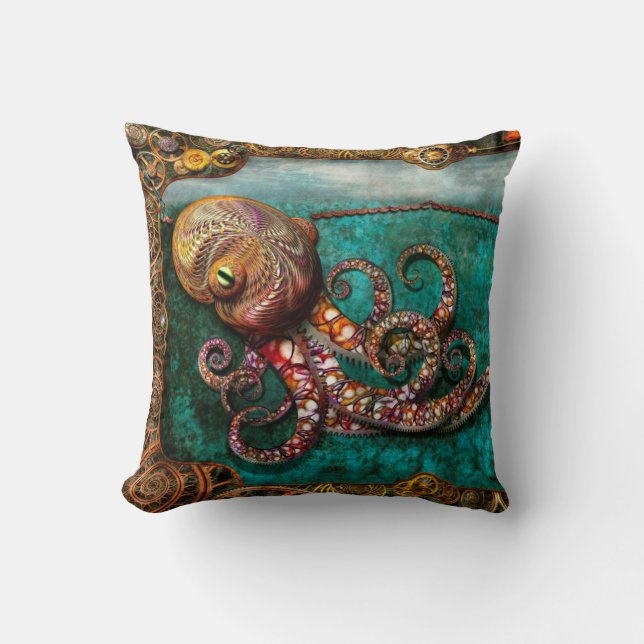 Coussin Steampunk - le conte du Kraken (Recto)