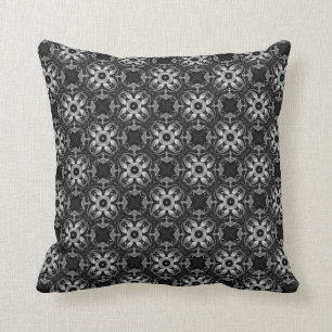 Coussin Steampunk noir et argenté fleurit le style 012