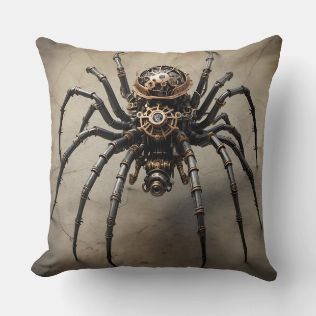 Coussin Steampunk Spider Design - Deux côtés (Recto)