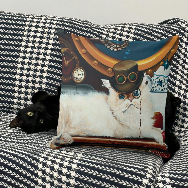 Coussin Steampunk Thé de chat sous-marin (Créateur téléchargé)