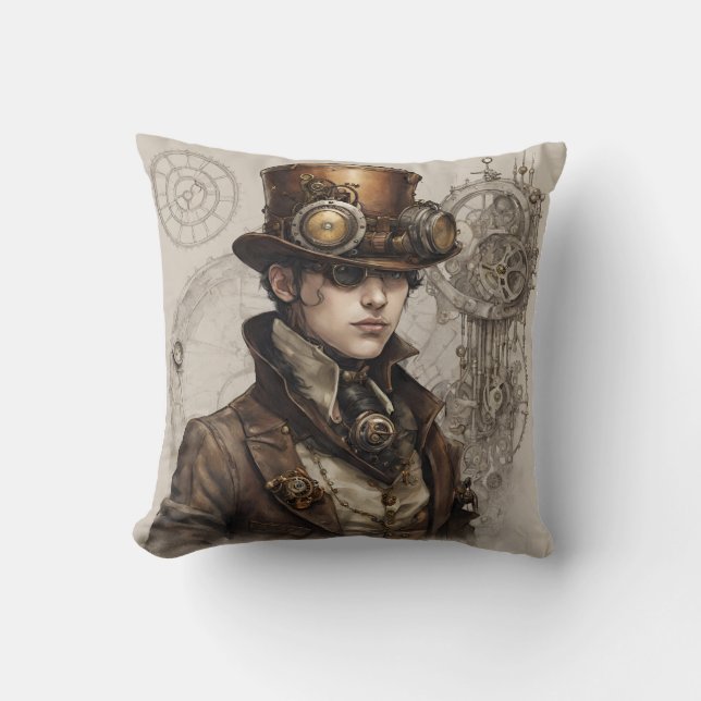Coussin Steampunk Victorian Gentleman Artwork (Recto)