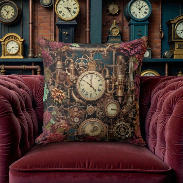Coussin Steampunk victorien avec fleurs (Créateur téléchargé)