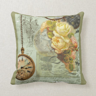 Coussin Steampunk & Yellow Roses