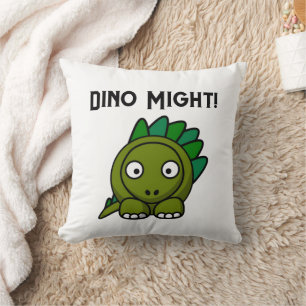 Coussin Stégosaure de dessin animé vert mignon avec un jeu