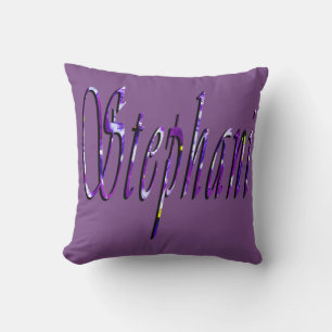 Coussin Stéphanie, Nom Logo, Poule à Thon Violet