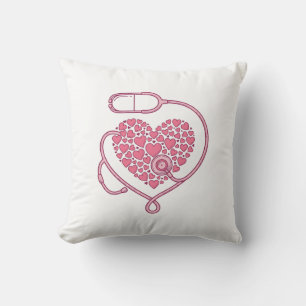 Coussin Stéthoscope Cardiaque Amour Médical Vecteur Concep