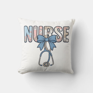 Coussin Stéthoscope Nurse Bow Floral Vintage