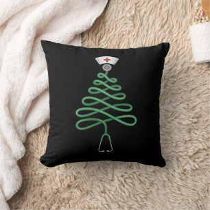Coussin Stethoscope Sapin de Noël Infirmière Tenue de bloc