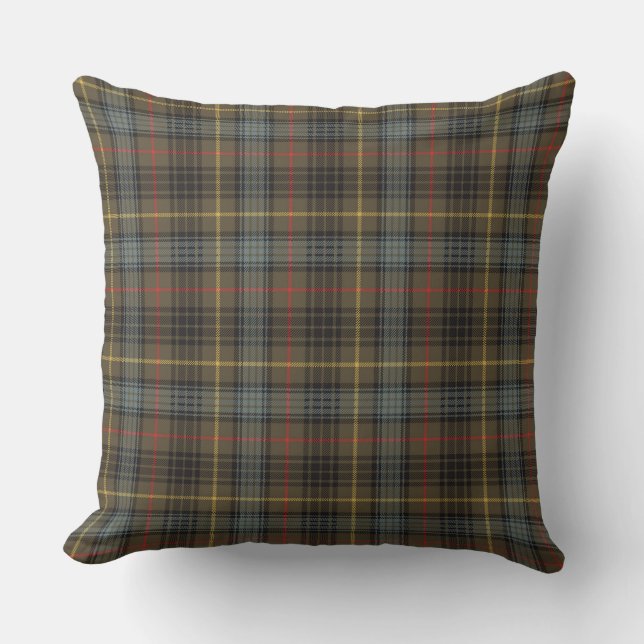 Coussin Stewart Chasse Patiné Tartan Plaid Motif (Recto)
