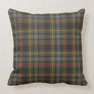 Coussin Stewart Chasse Patiné Tartan Plaid Motif