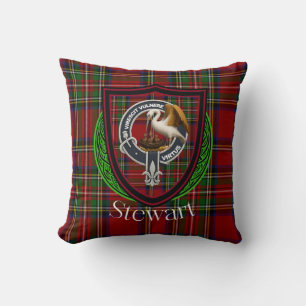 Coussin Stewart Scottish Clan Tartan & Crest