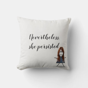 Coussin Stick Girl en robe Denim avec citation