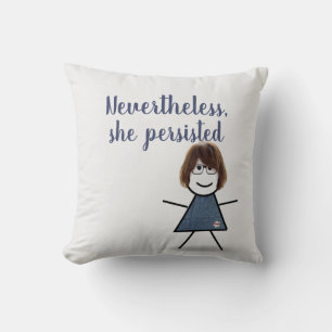 Coussin Stick Girl en robe Denim avec citation