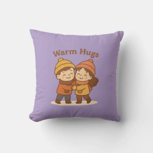 Coussin Sticker en caricature mignonne - Boy & Girl Warm H