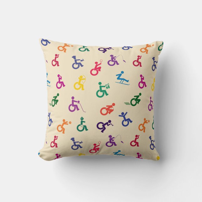 Coussin Stickman Handicapé S'Amusant ! (Recto)