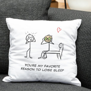 Coussin Stickman Humour Citation Facial drôle Valentines J